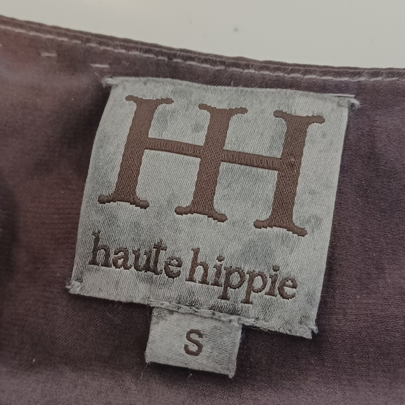 Haute Hippie 100% Silk Funky Boho Metal Embroidered Blouse - Picture 10 of 13